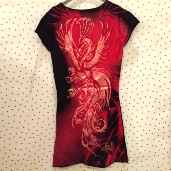 Ed Hardy Rhinestone Foil Phoenix Shirt - Picture 2 of 4